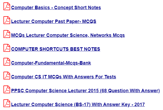 PPSC Lecturer of Computer Science Solved Past Papers, Books & Test Preparation Data pdf