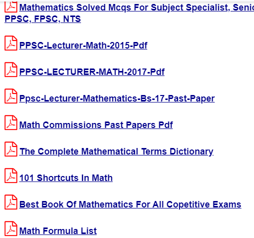 PPSC Lecturer (Mathematics) PPSC Past Papers and mcqs