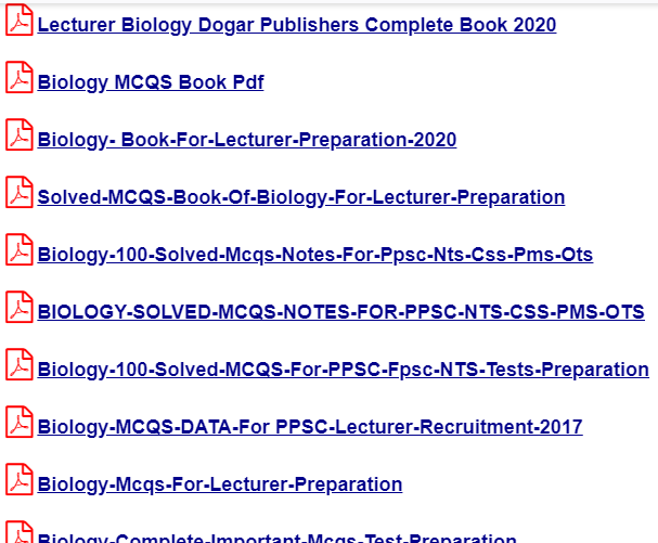 PPSC Lecturers Biology & Past Papers And Test Preparations Data