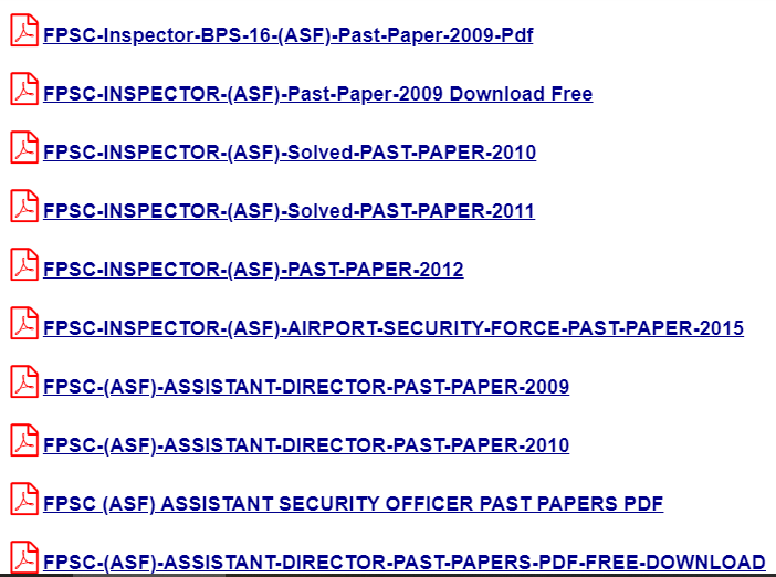 ASF Airport Security Forces Inspector Past Papers & Preparation Data